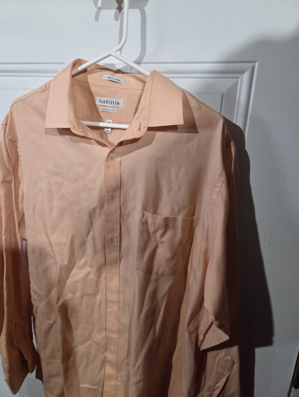 Van Heusen Peach Long-Sleeve Dress Shirt - Point Collar